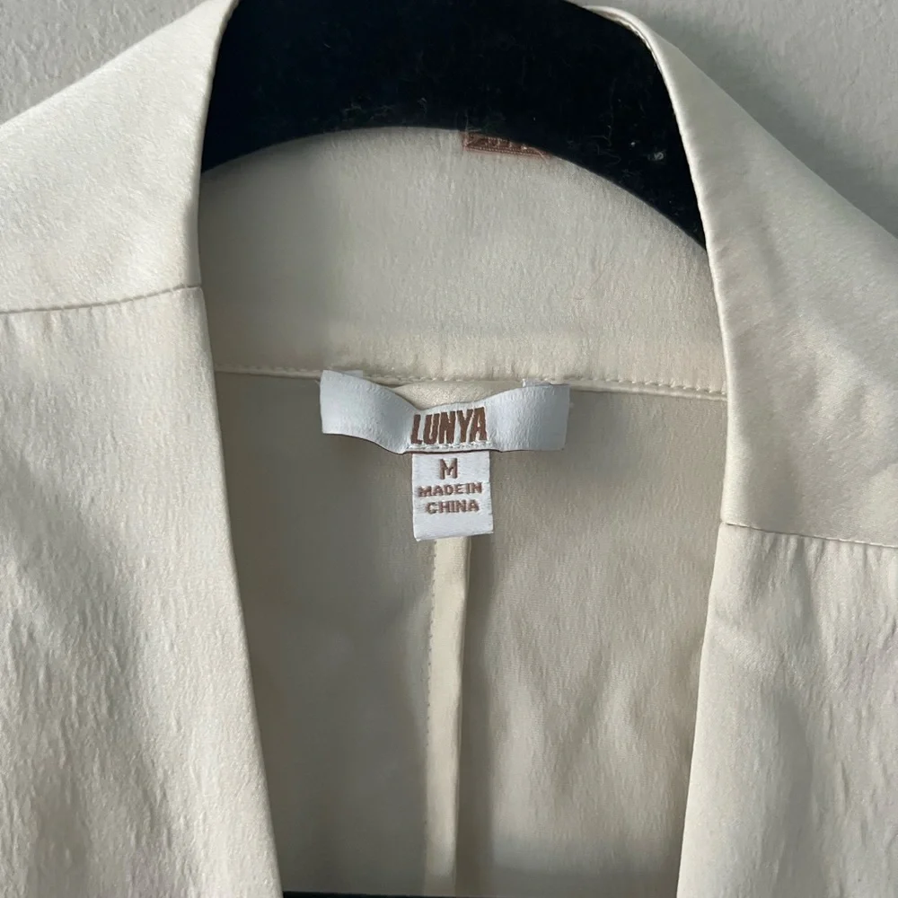 Lunya Washable Silk Robe Ivory White 100% Silk Size M